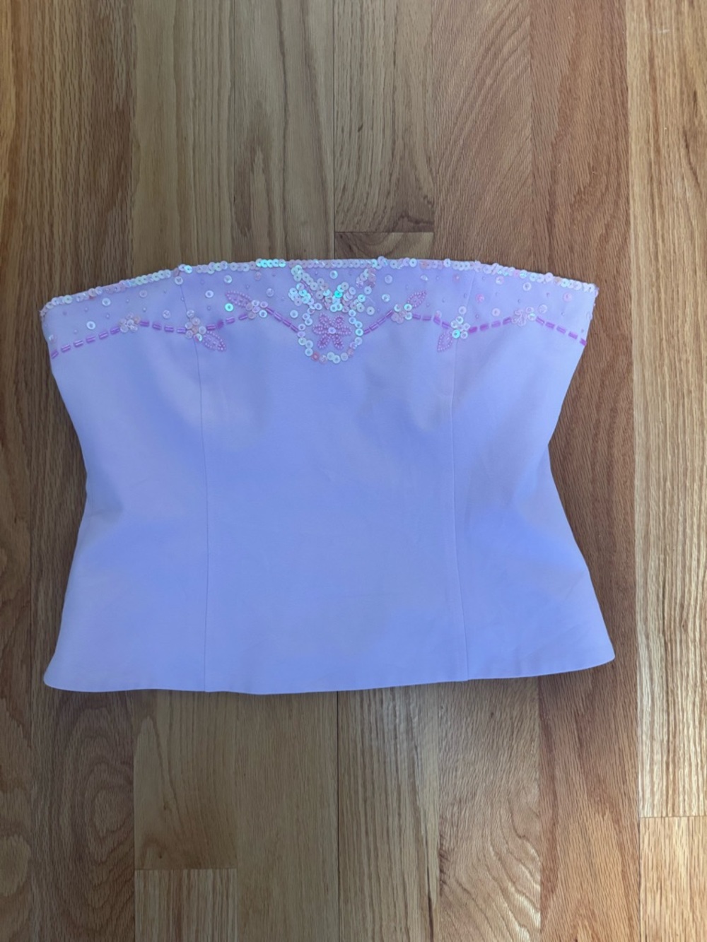 Atmosphere Lavender Strapless Sequin-Trim Bustier Top
